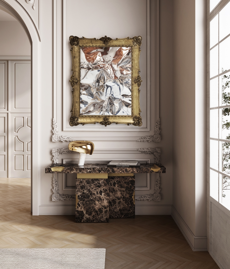 Classic Entryway with Gold Accents by Boca do Lobo