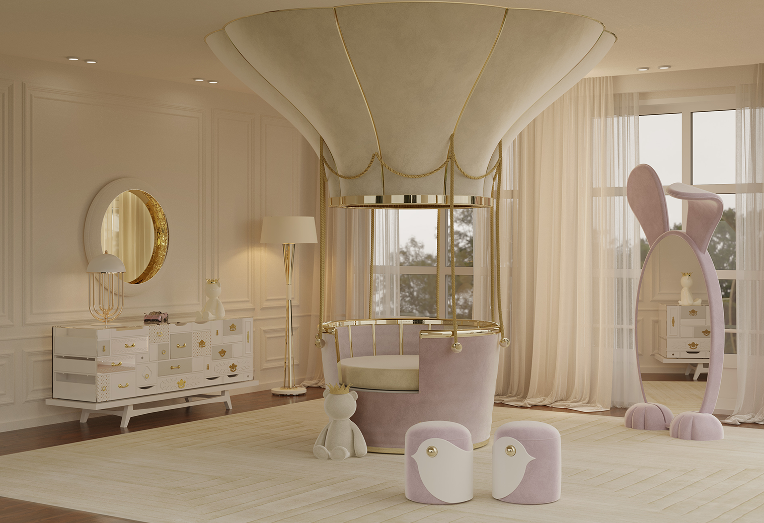 Fantasy Air Balloon Statement Bed and Sofa by Boca do Lobo with Circu