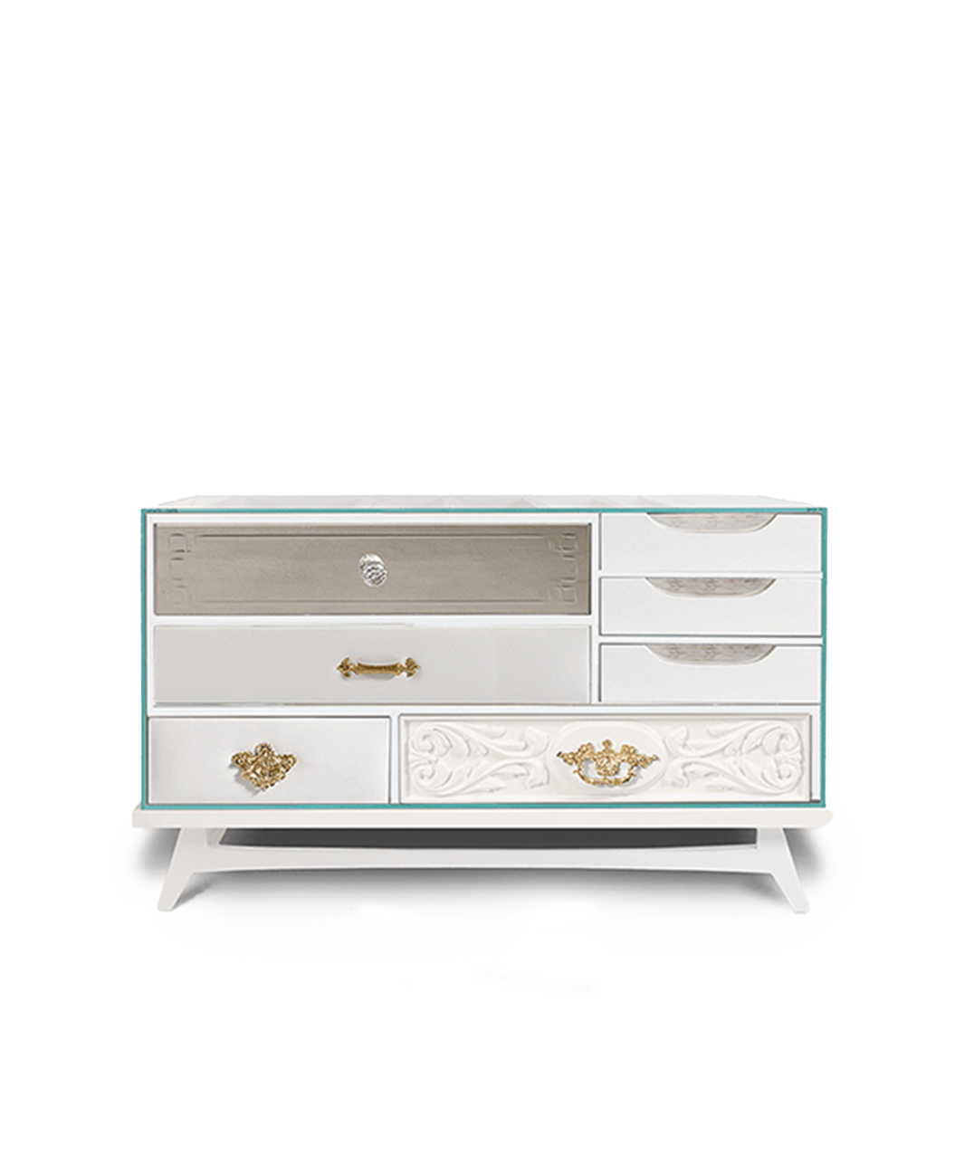 Mondrian White Bedside Table by Boca do Lobo