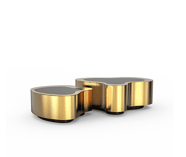 wave hammered brass center table by Boca do Lobo