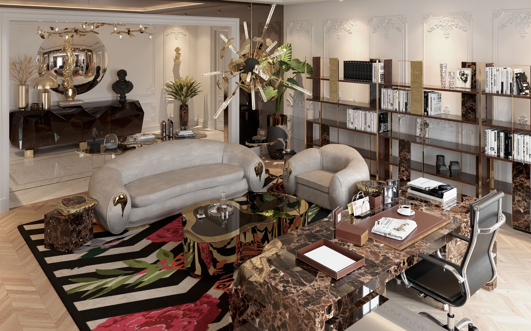 Diamond Emerald Luxury Sideboard