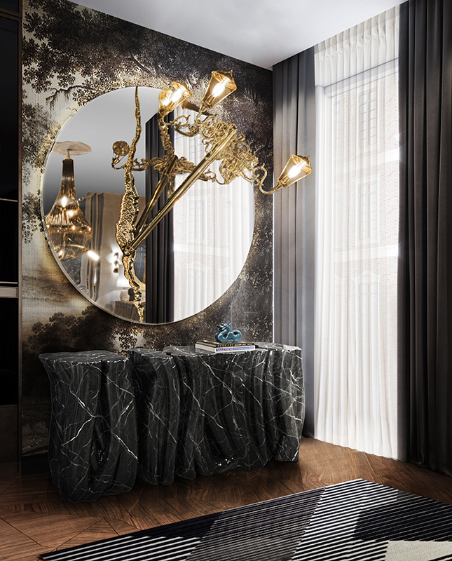 Monochrome Blue Contemporary Console