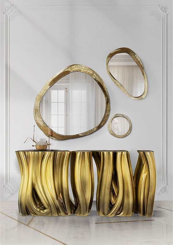 Monochrome Faux-Marble Contemporary Console