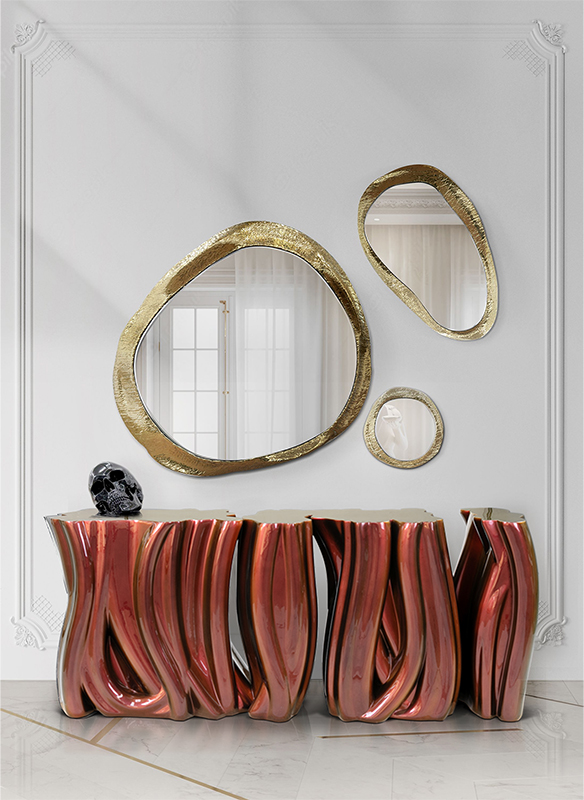Monochrome Faux-Marble Contemporary Console