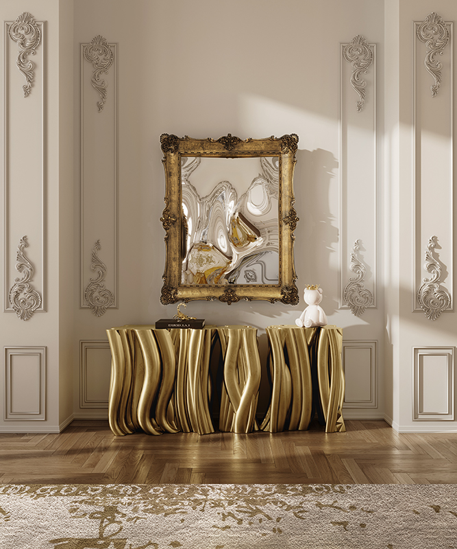 Monochrome Gold Contemporary Console