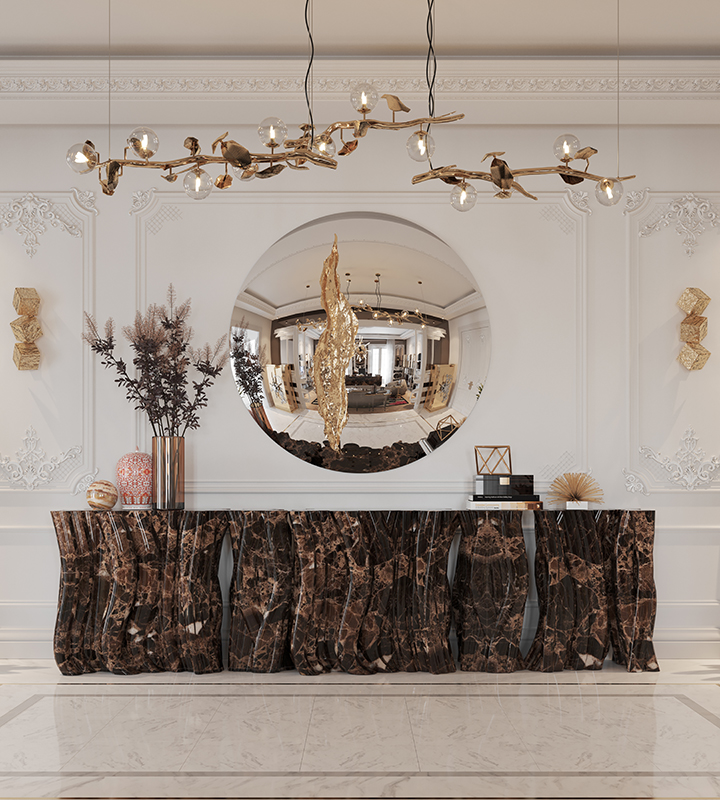 Monochrome Gold Contemporary Console