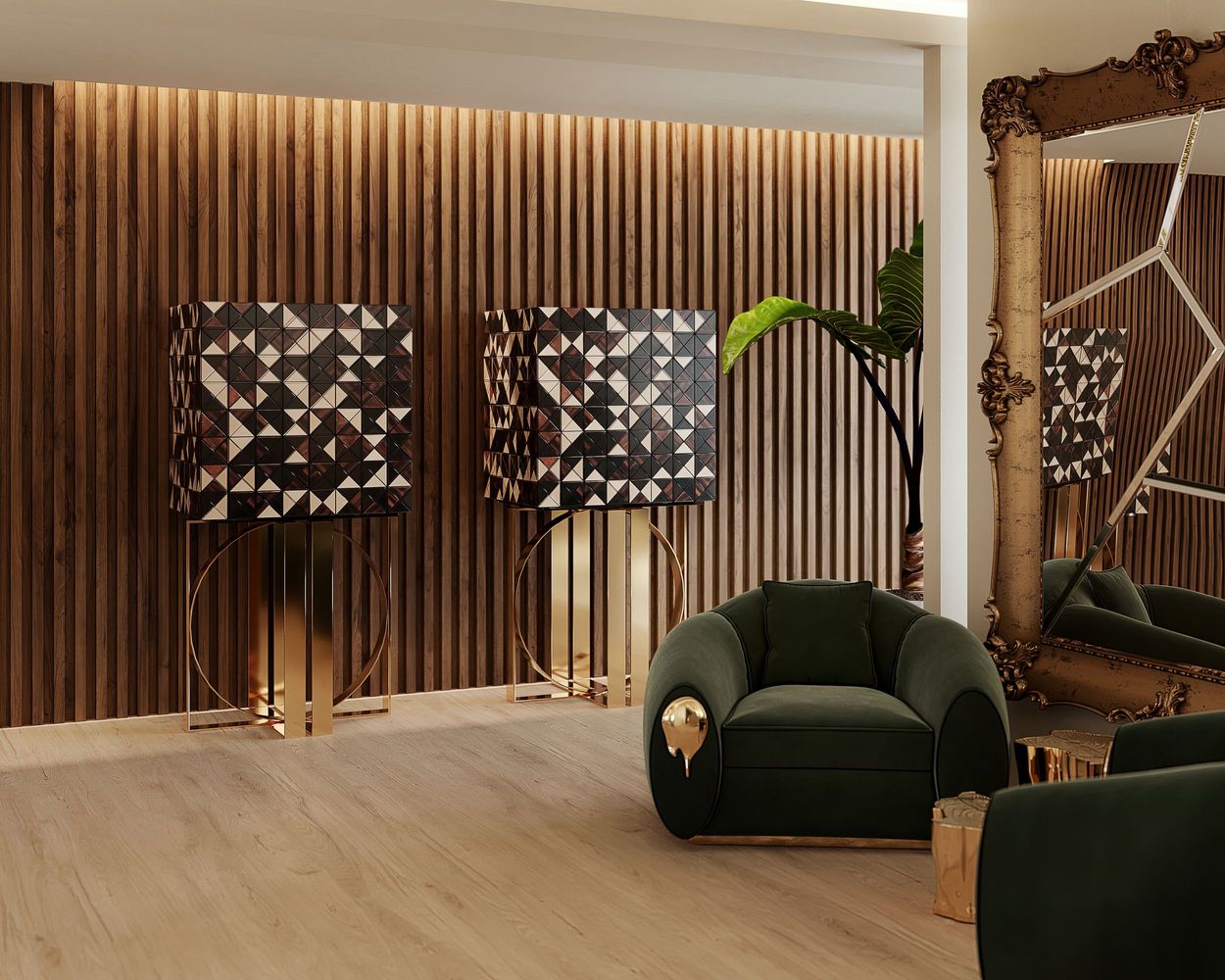 Pixel Walnut Luxury Cabinet