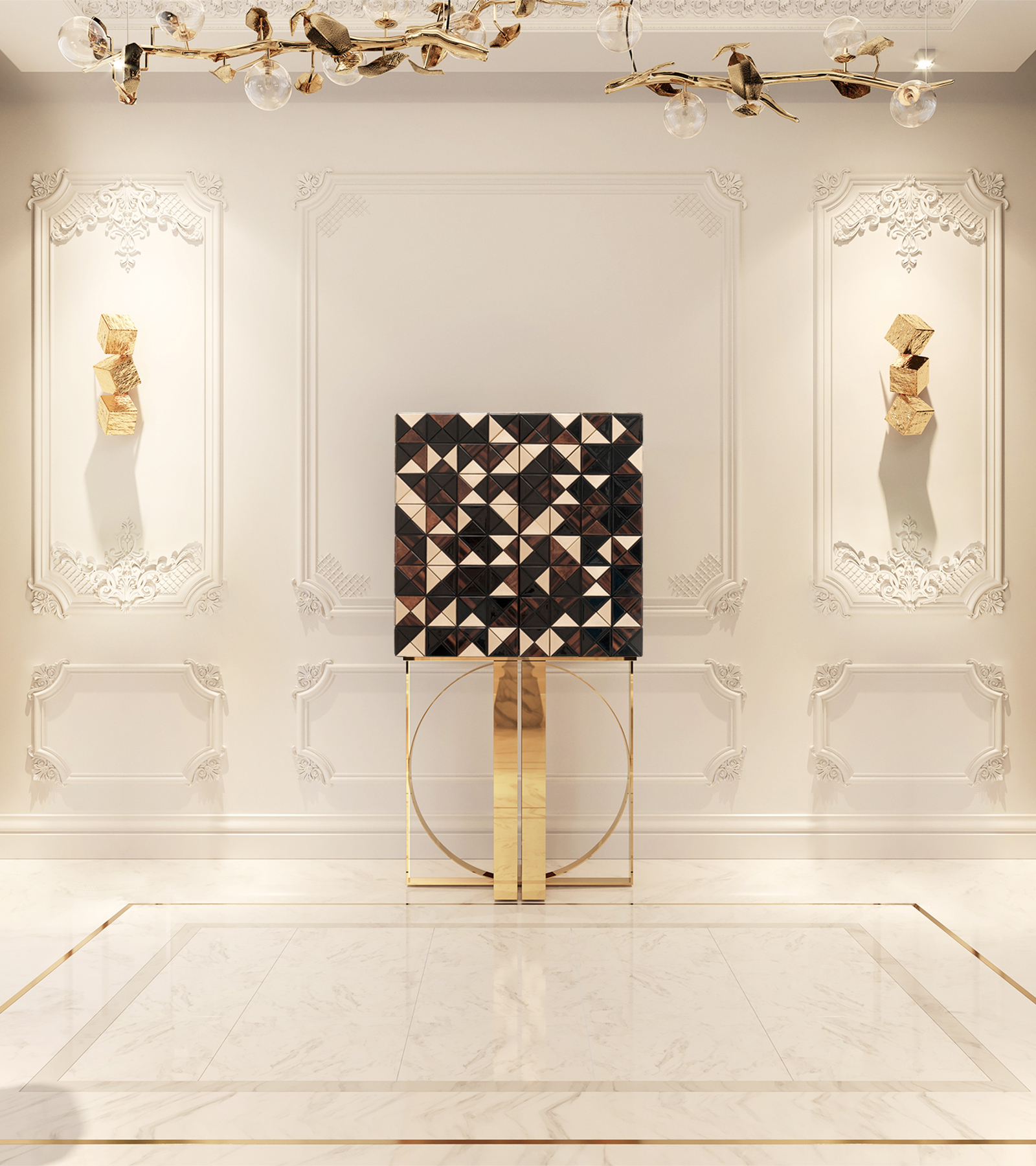 Pixel Walnut Luxury Cabinet