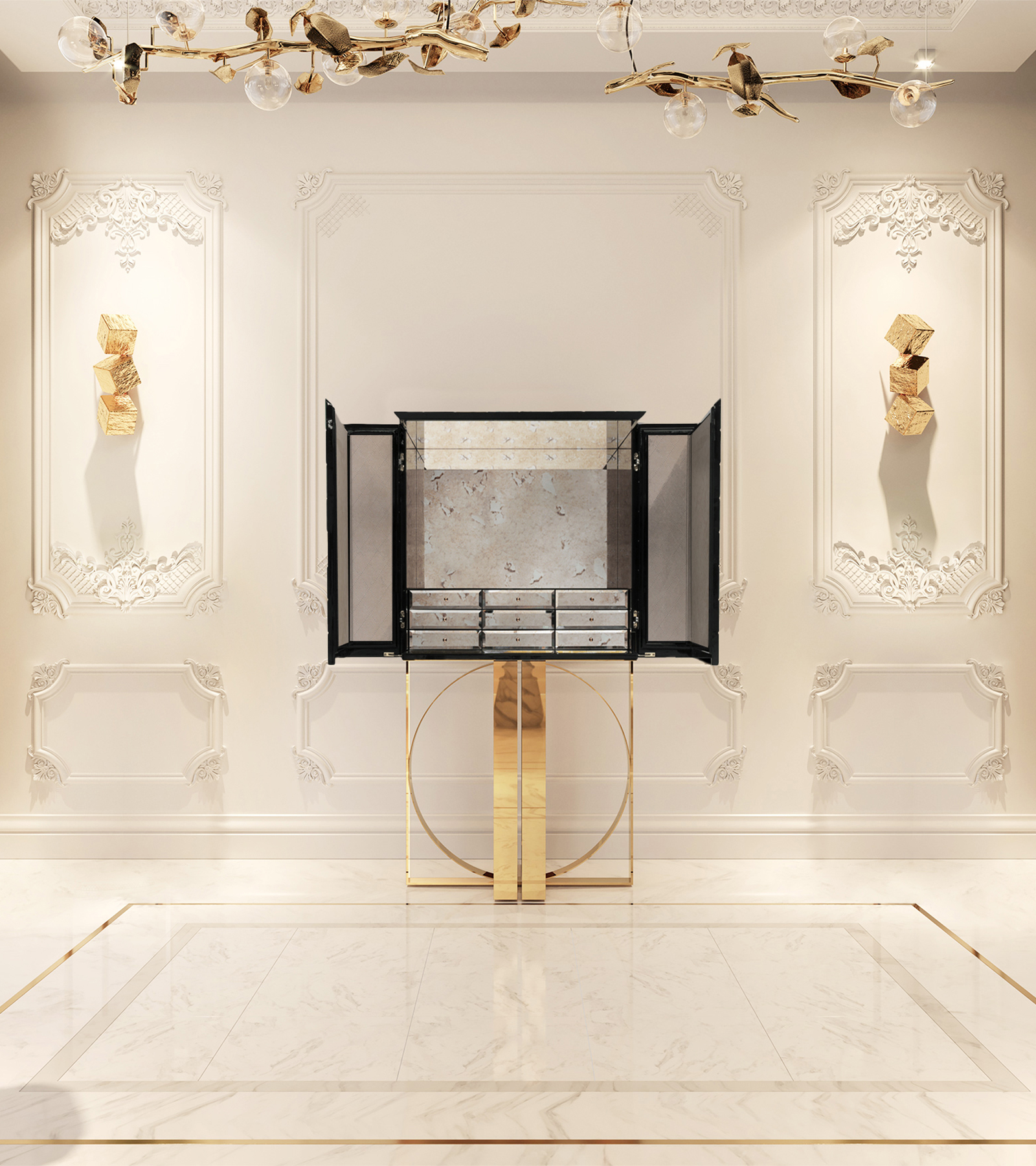 Pixel Walnut Luxury Cabinet