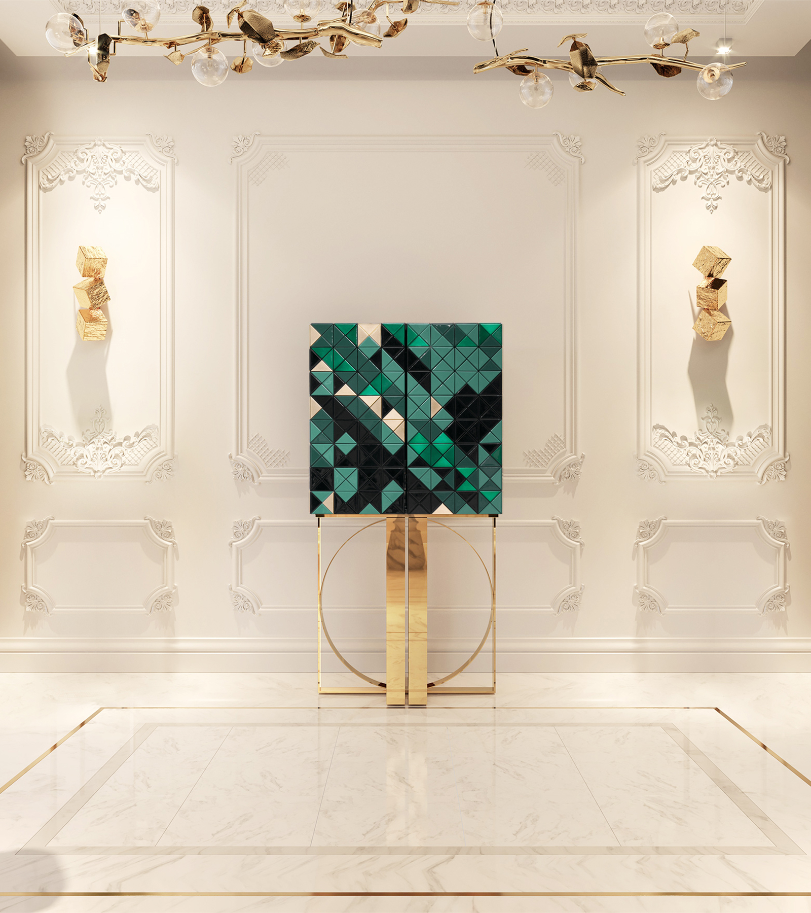 Pixel Walnut Luxury Cabinet