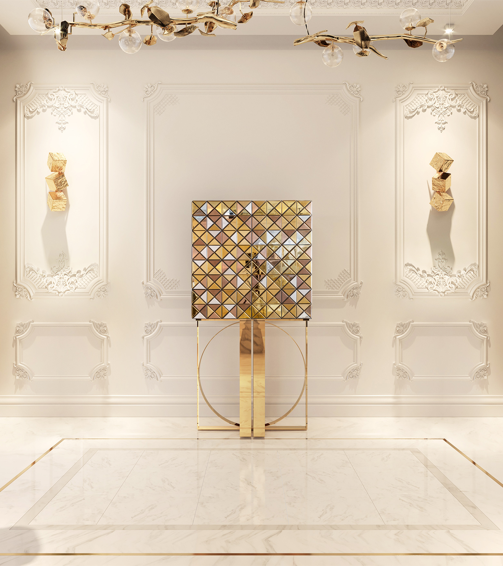 Pixel Walnut Luxury Cabinet