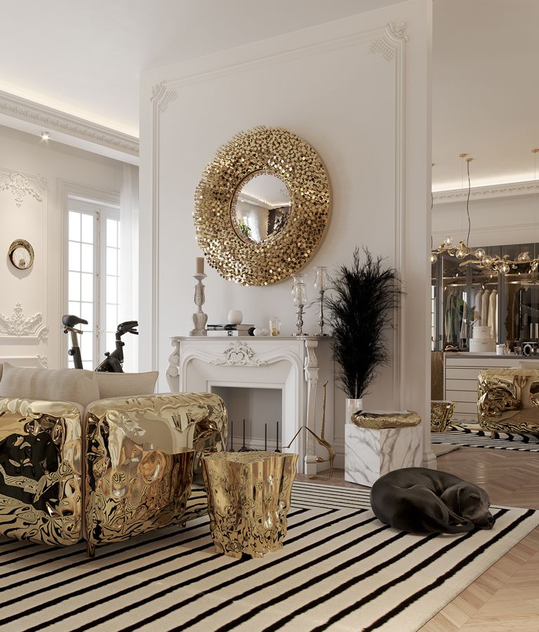 Eden Ceramic Gold Modern Side Table