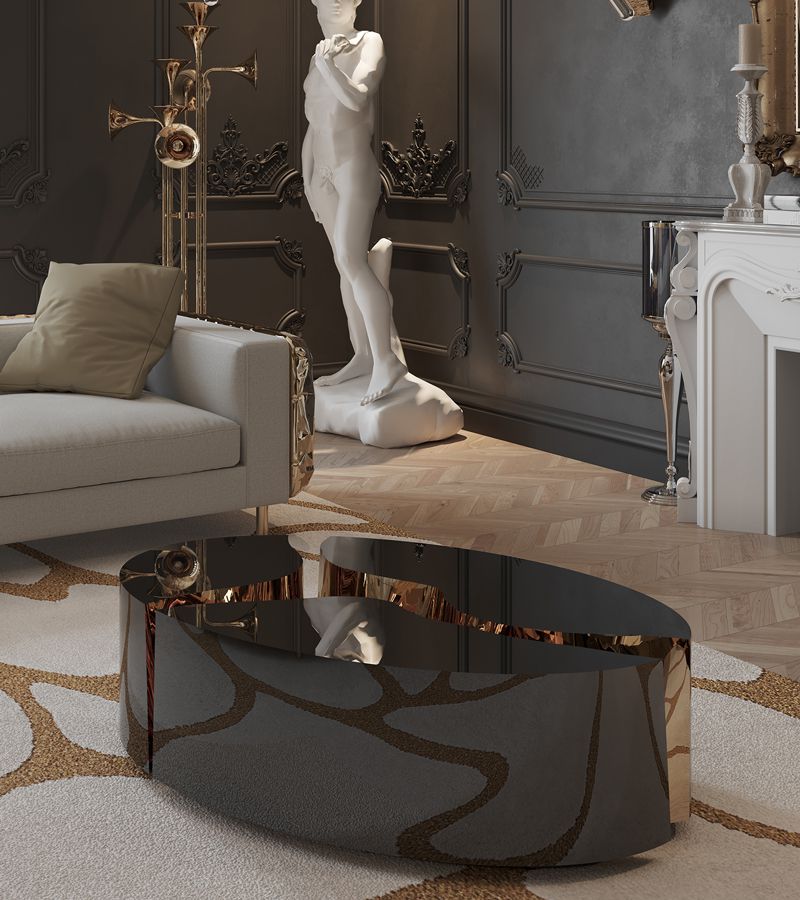 Lapiaz Oval Black Contemporary Center Table