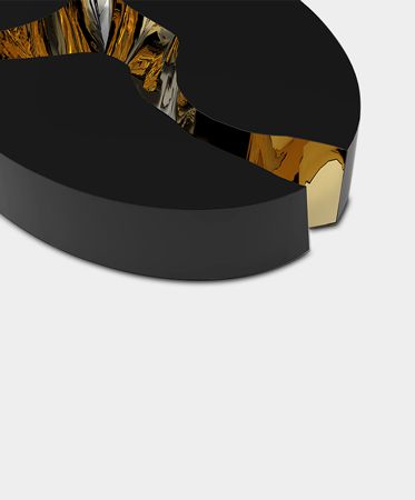 Lapiaz Oval Black Contemporary Center Table