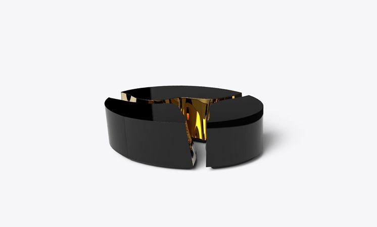 Lapiaz Oval Black Contemporary Center Table