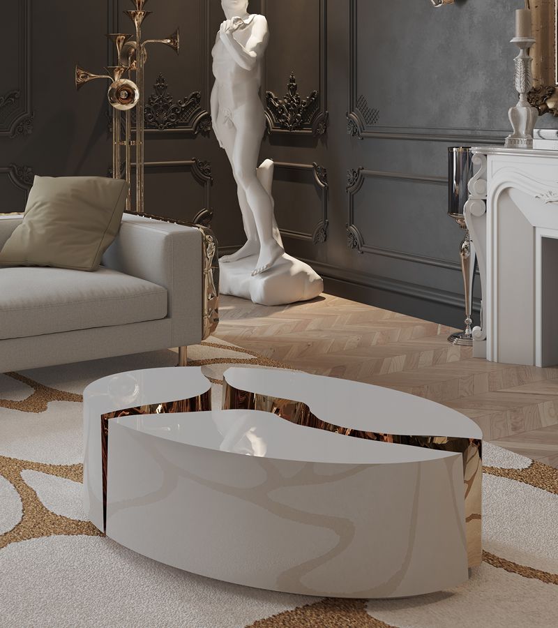 Lapiaz Oval White Contemporary Center Table