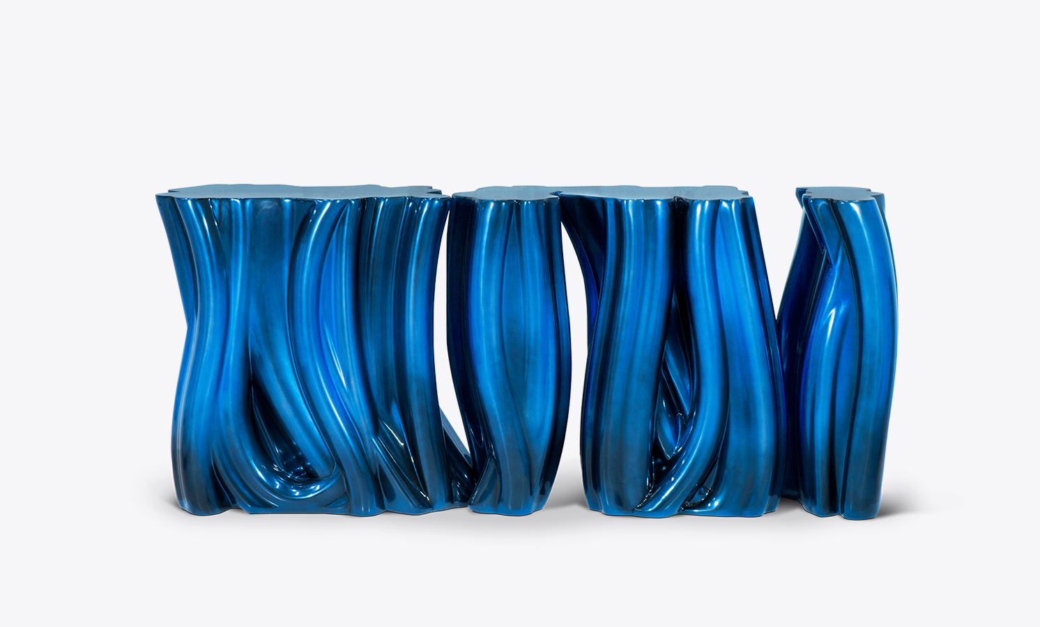 Monochrome Blue Contemporary Console