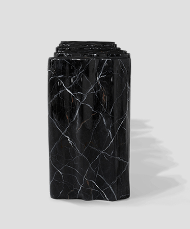 Monochrome Faux-Marble Contemporary Console