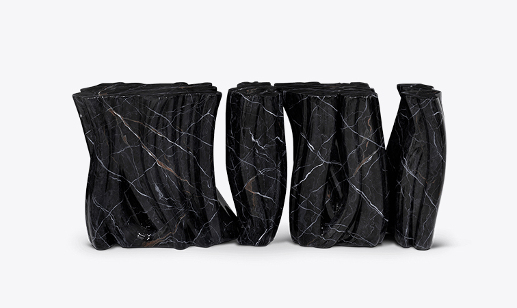 Monochrome Faux-Marble Contemporary Console
