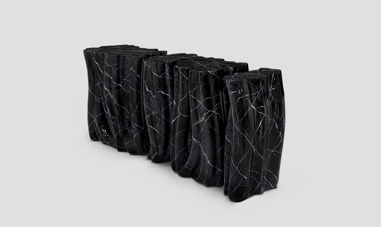 Monochrome Faux-Marble Contemporary Console