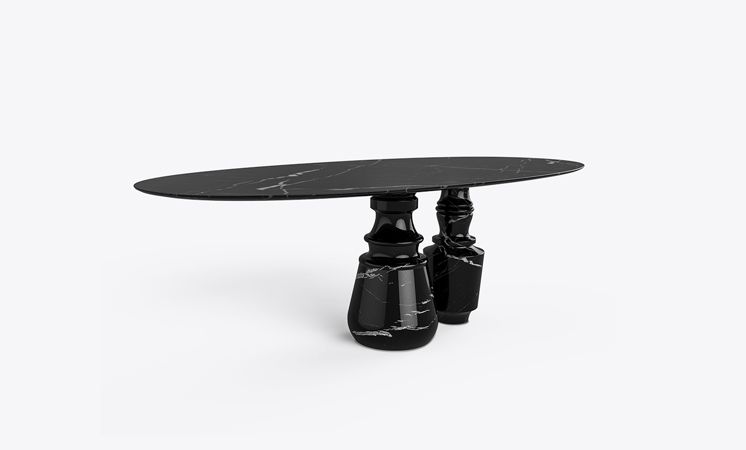 Pietra Oval Nero Marquina Contemporary Dining Table