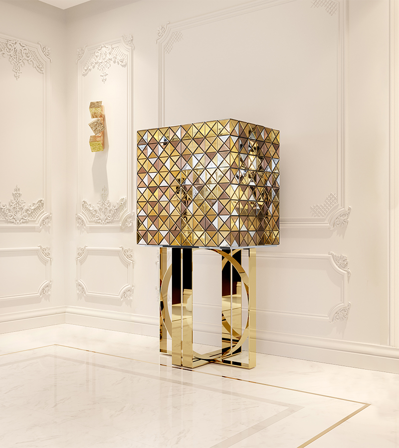 Pixel Anodized Gold Legs Luxury Cabinet