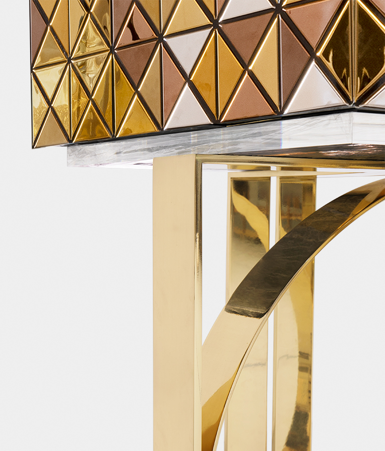 Pixel Anodized Gold Legs Luxury Cabinet