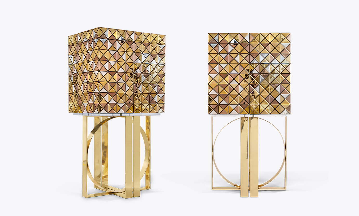 Pixel Anodized Gold Legs Luxury Cabinet