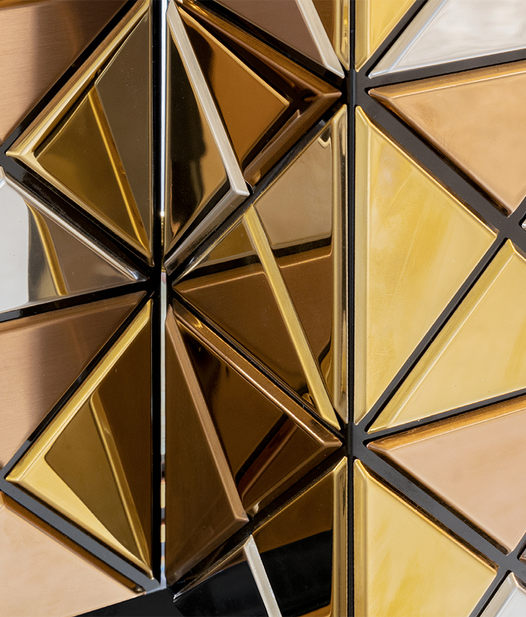 Pixel Anodized Gold Legs Luxury Cabinet