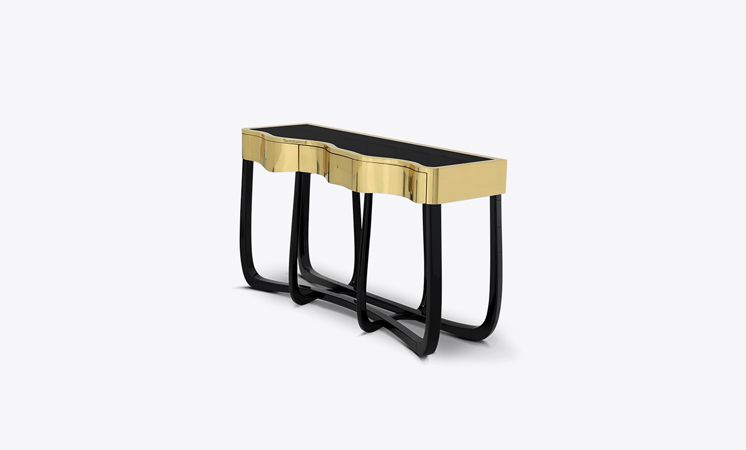 Sinuous Gold Contemporary Console