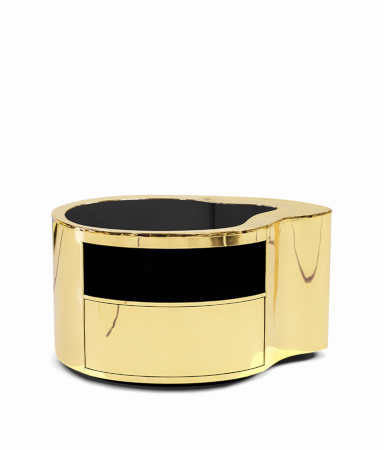 Wave Gold Modern Nightstand