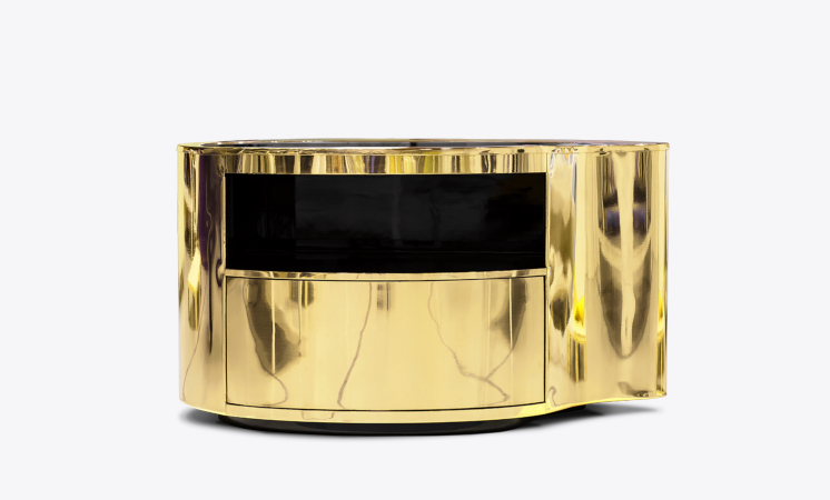 Wave Gold Modern Nightstand