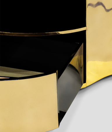 Wave Gold Modern Nightstand