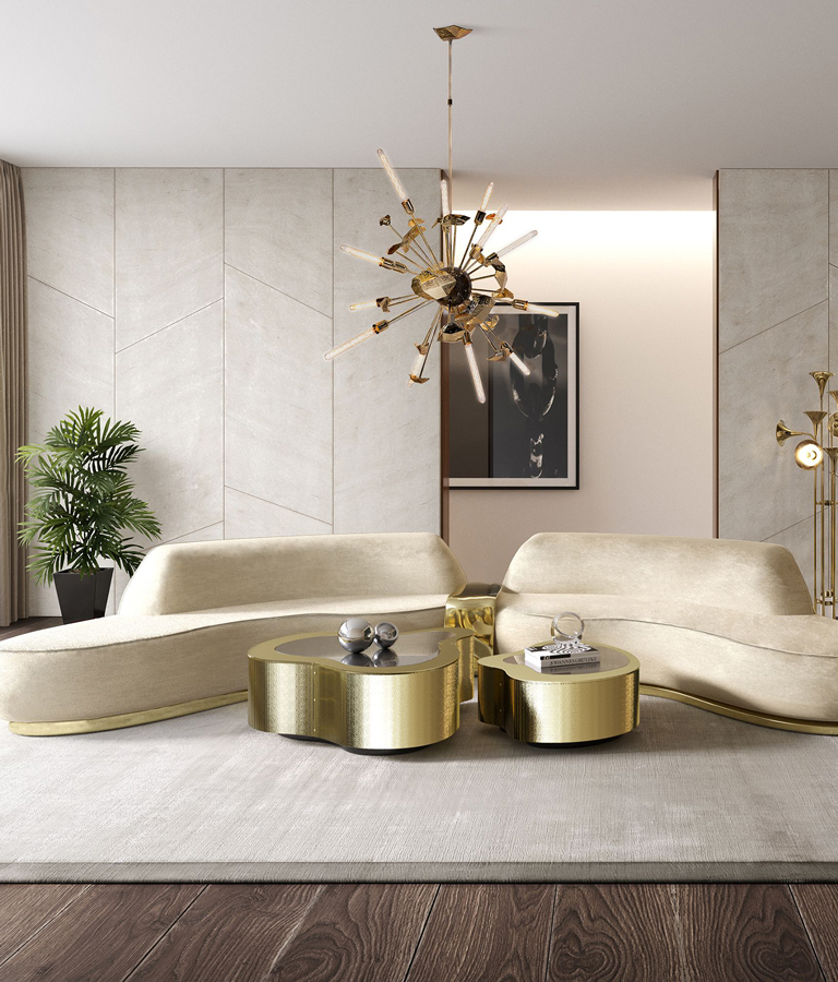 Wave Hammered Brass Luxury Center Table