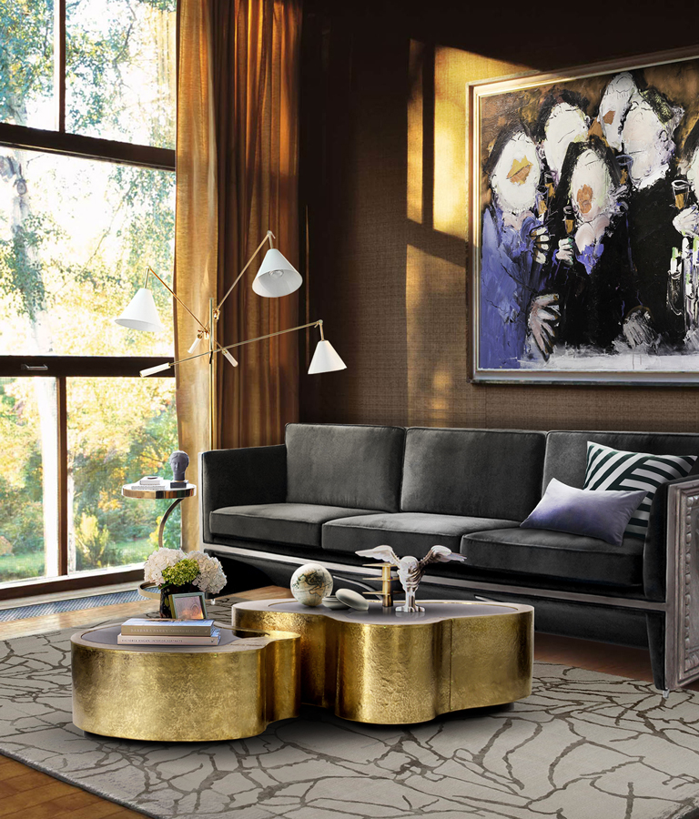 Wave Hammered Brass Luxury Center Table