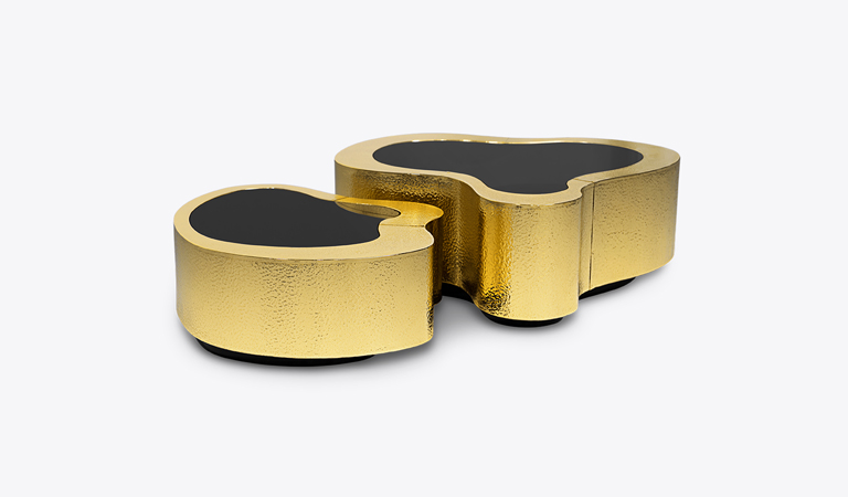 Wave Hammered Brass Luxury Center Table
