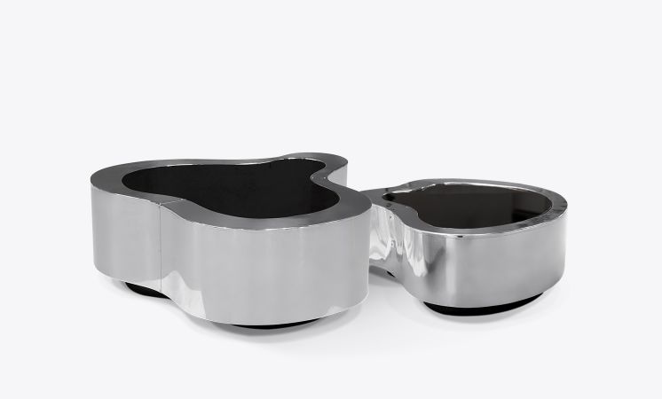 Wave Polished Stainless Steel Luxury Center Table